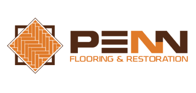 A penn flooring and restoration logo with a herringbone pattern